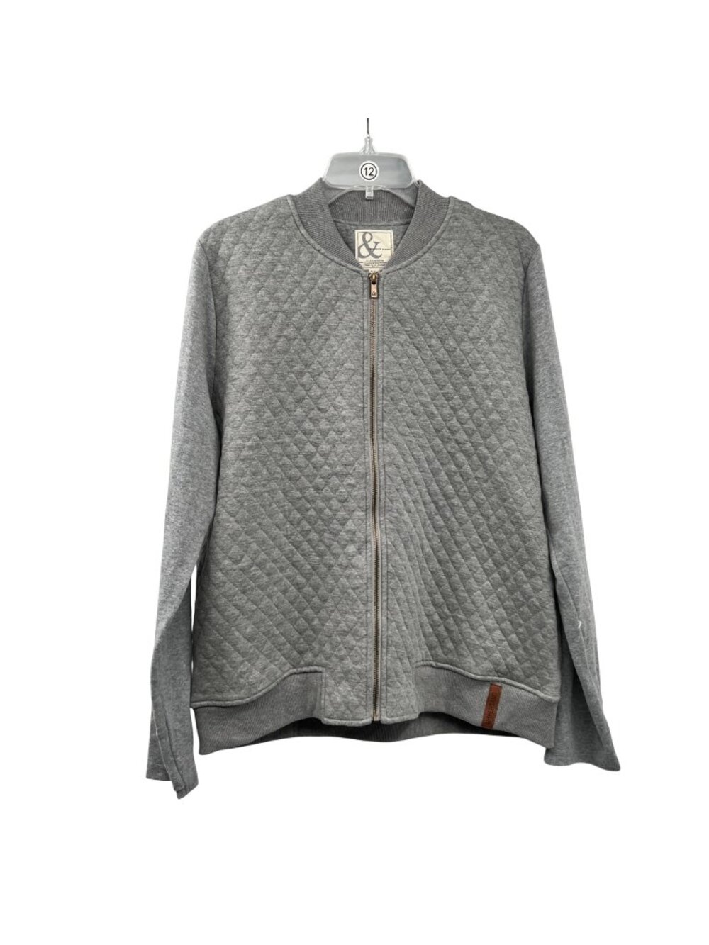 Ampersand Avenue Womens Gray Quilted Jacket Full Zip Size XXL Pockets